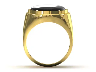 Oval Signet STL 3DM Ring with Black Onyx mr0304 3D print model
