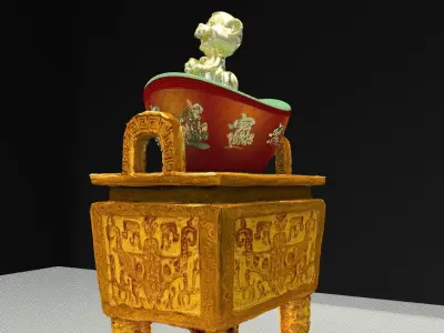 Chinese incense bronze burner 3D model