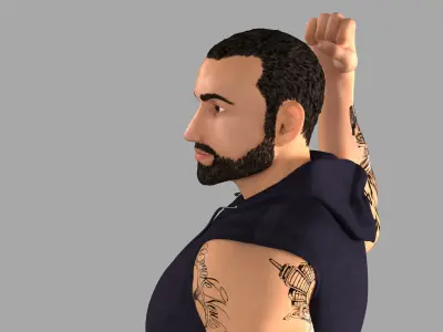 Muscular Gangster Rigged Character Low-poly 3D model