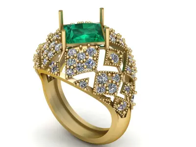 LUXURY EMERALD RING 3D PRINTABLE MODEL 3D print model