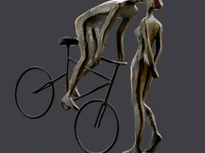 Cyclist In Love Handmade Statue Home Decor Art 3D model