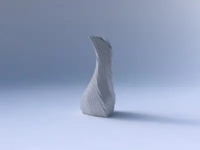 Vase twist puffy bent triangle with twisted diagonal grid plates 3D print model