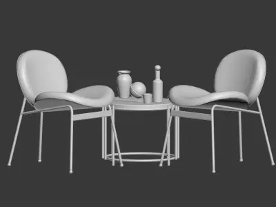 Lounge Chair Jane and Side Table Messina Nesting West Elm  3D model