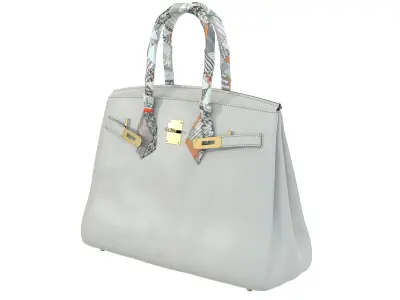 Hermes Birkin Black Cream with accessories Low-poly 3D model