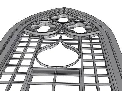 Gothic Stone Window 3D Model 3D model