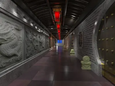 Chinese interior room design 3D model