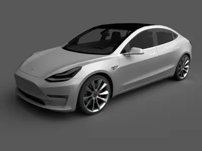 Tesla Model 3 Low Poly Low-poly 3D model