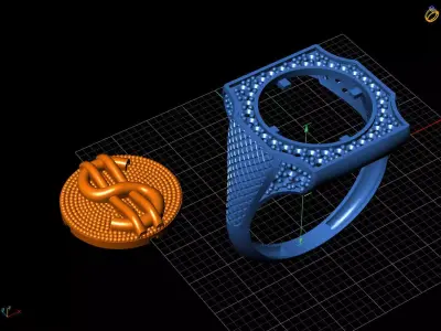 Luxury Dollar Sign Mens Ring With Diamonds Jewelry Gents Rings 3D print model