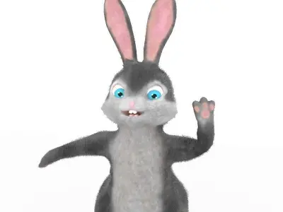 Animated Cartoon Rabbit Low-poly 3D model