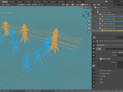 Transmission Towers Base Mesh Models  Low-poly 3D model