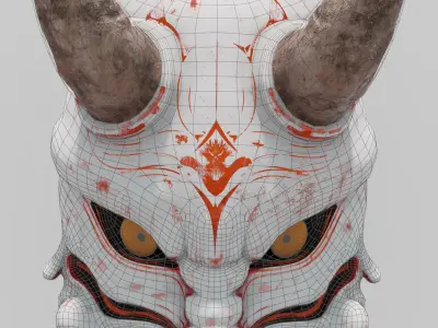Japanese Oni mask  Free low-poly 3D model