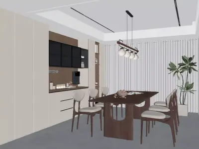 Modern Minimalist Dining Room 3D model