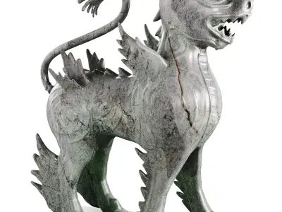 Chinese Styled Lion Statue 3D model