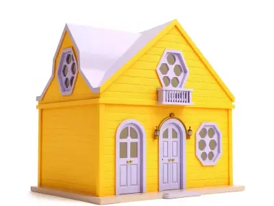 Charming Yellow House model pack Low-poly 3D model