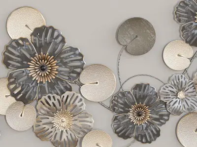 decorative set metal flower wall art Low-poly 3D model