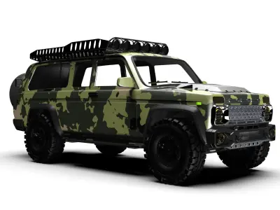 Camouflaged SUV 3D Model High Detail  3D model