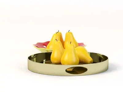 Angeline Round Mirrored Metal Decorative Centerpiece Tray   3D model