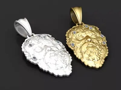 Gold leaf face pendant 3D printable model   3D print model