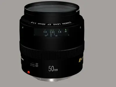 50mm Canon lens and lens cap 3D model