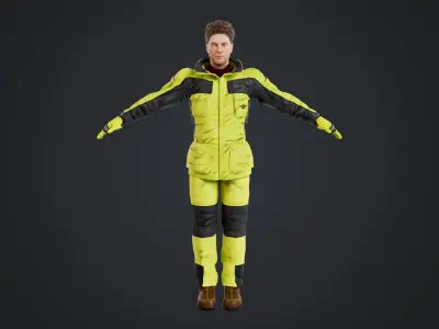 Male Skier Rigged Low-poly 3D model