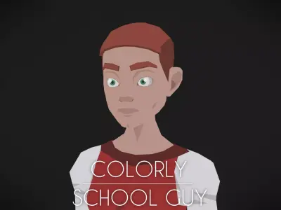 Colorly - School Guy - Game Ready - Rigged - Customizable Low-poly 3D model