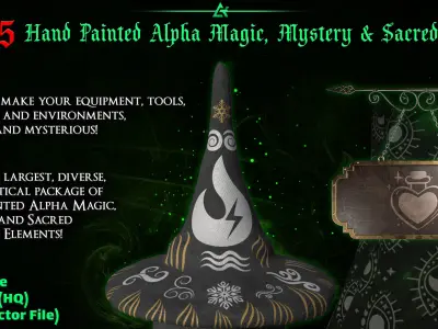 2555 Hand Painted Alpha Magic Signs and Elements -Vol 8 Texture