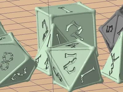 A set of Polyhedral Dice font in the shape of the bones 3D print model