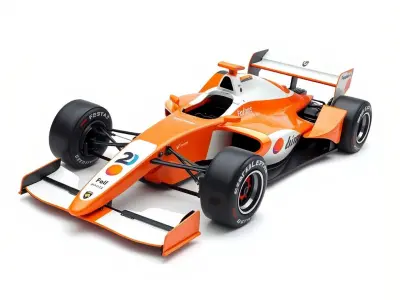 Formula  Glossy Orange White Automobile model pack Low-poly 3D model