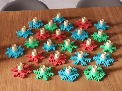 Christmas Snowflake Candle Holder Bundle - 472 3D print model