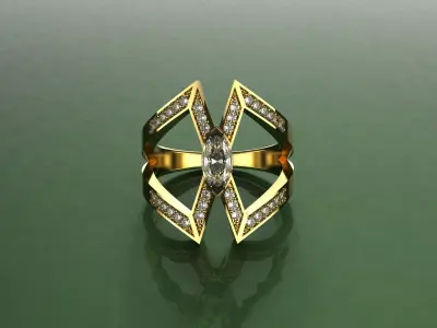 Diamond Ring Navete - 3D Jewelry - AN-455 3D print model