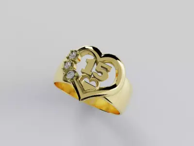 15 Years Heart  - Anillo 15 Anios Corazon 3D print model