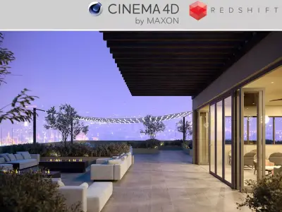 Redshift - C4D scene files - Roof Terrace 3D model 3D model