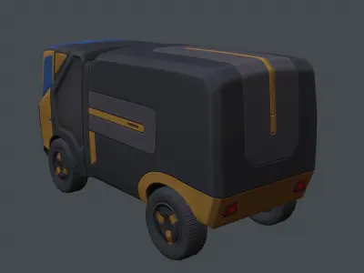 Futuristic stylized truck Low-poly 3D model