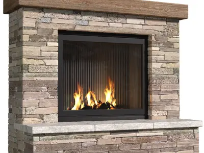 Rustic Farmhouse Fireplace Country style  3D model