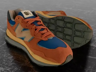 NEW BALANCE 3D SHOES - BLUE - ORANGE Low-poly 3D model