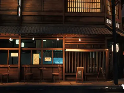 Ramen Restaurant Environment Low-poly 3D model