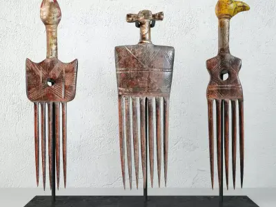 Old Ivory Coast Hair Combs 3D model