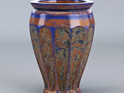 Vases set orange vase - art deco 3D model