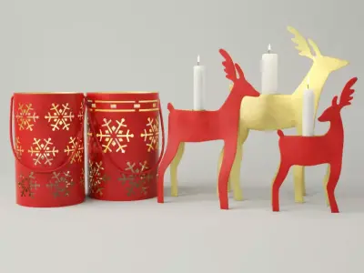 New Year Lanterns and Candleholders 3D model
