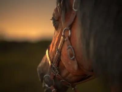 Real-Time Horse Animated and Integrated in Unreal Engine Low-poly 3D model