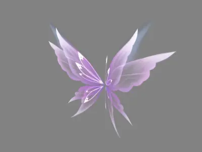 Cartoon spirit wing - Translucent butterfly wing Low-poly 3D model