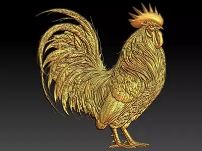 2 rooster CNC Relief Model 3D print model