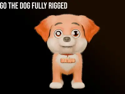 Bingo The Dog Fully Rigged Animation Ready 3D model