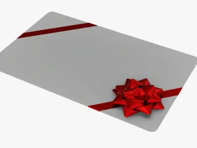 Gift card with ribbon Christmas 01 3D model
