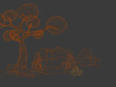 Low Poly Tree and Rocks Free low-poly 3D model