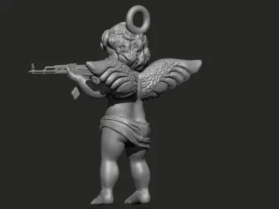 Angel baby with AK47 pendant 3D print model