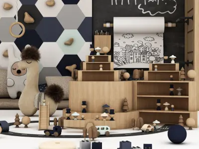 toys and furniture set  Low-poly 3D model