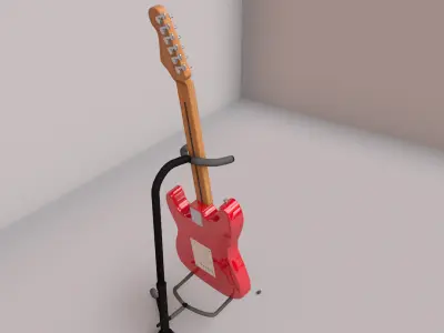Fender Guitar And Stand 3D model