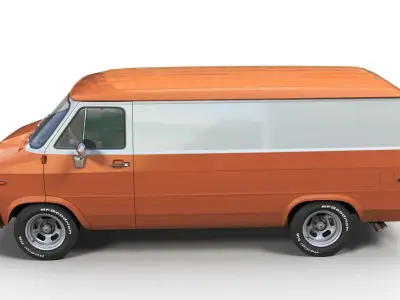 Custom american van Low-poly 3D model