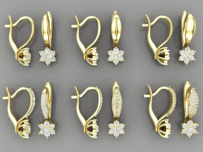  C3 The luxury female earring with gems 3D Model Pack